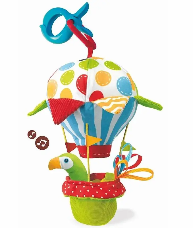 Игрушка мягкая музыкальная "Попугай на воздушном шаре" - фото