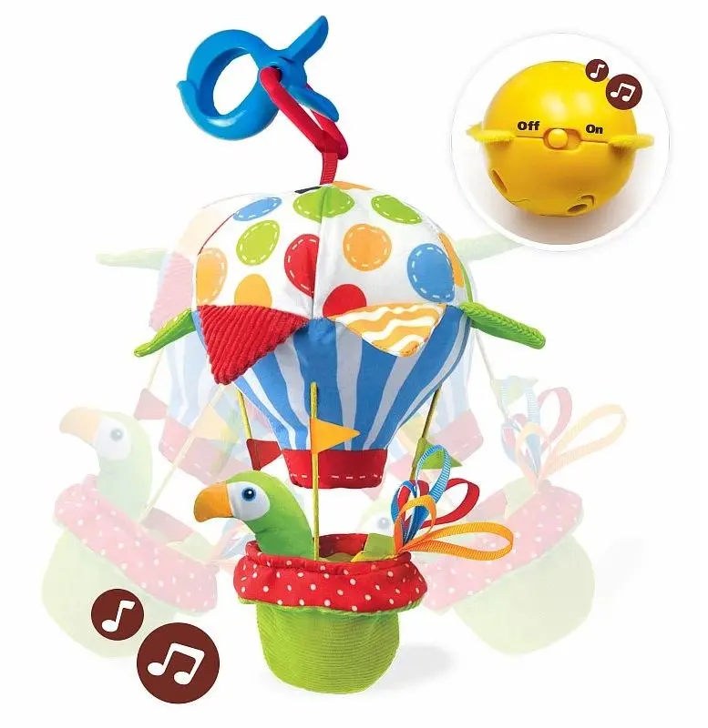 Игрушка мягкая музыкальная "Попугай на воздушном шаре" - фото