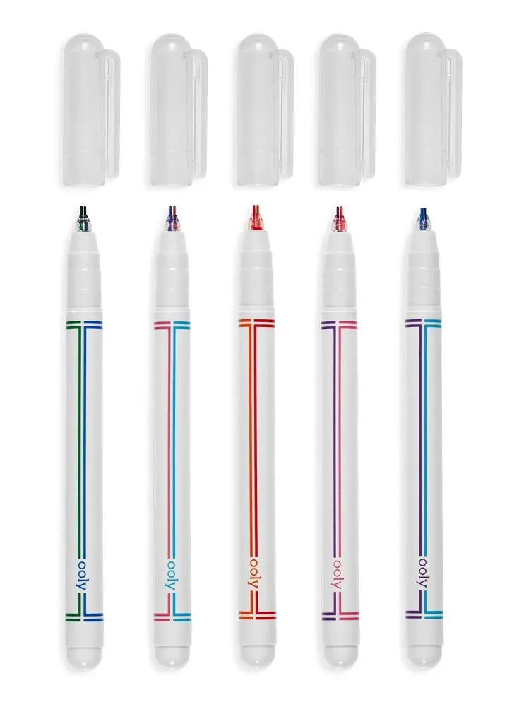 Фломастеры, карандаши, ручки Набор фломастеров-линеров с двойным наконечником, 5 шт. - фото