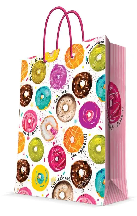Бумажный пакет "Пончики" 17,8x22,9x9,8 см - фото