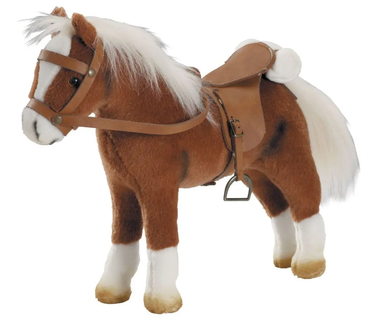 Коричневая лошадь с седлом и уздечкой - фото