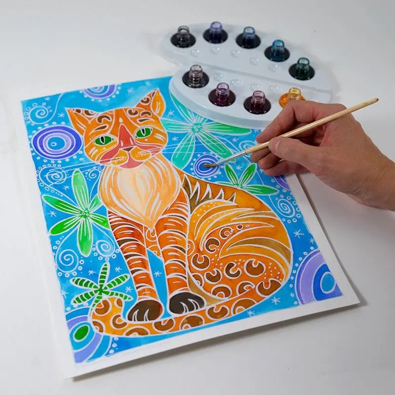 Акварельная раскраска "Кошки" - фото