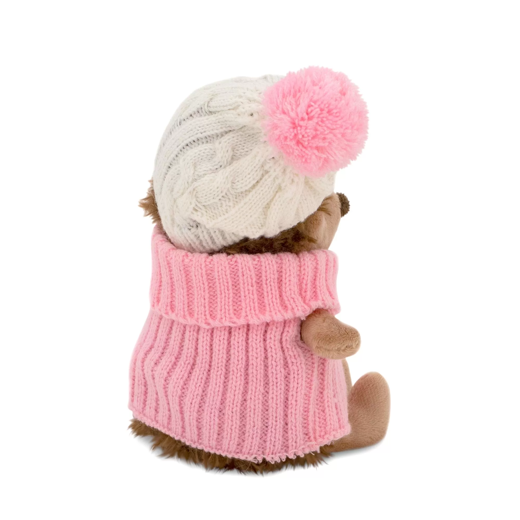 Ежинка в шапке с розовым помпоном (15 см) - фото