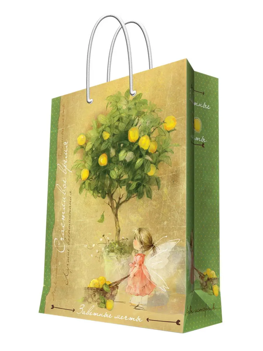 Бумажный пакет Лимонное дерево 40,6x48,9x19 см - фото