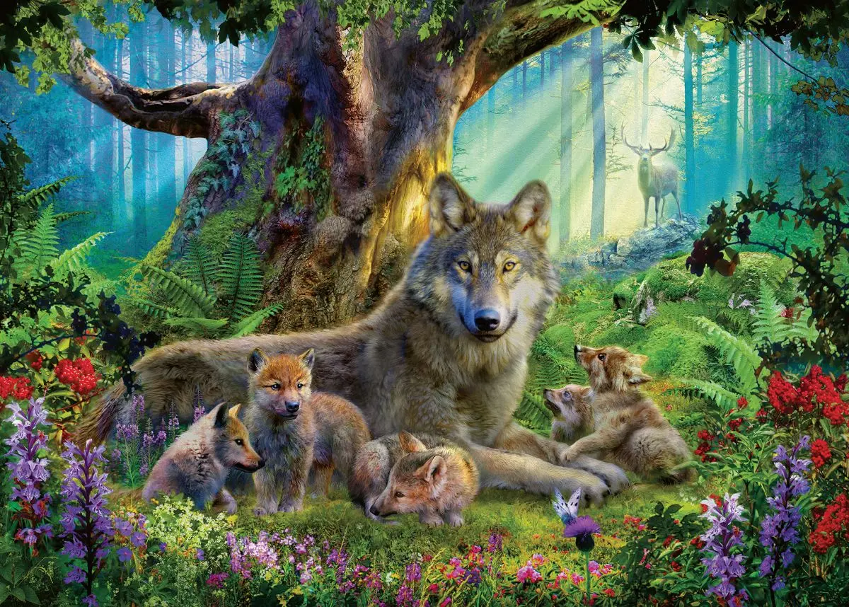 Пазл "Волки в лесу" - фото