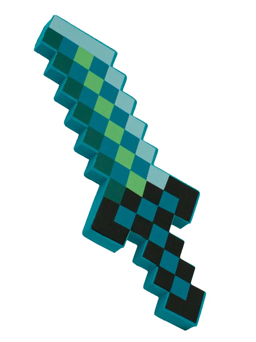 Minecraft 8Бит Кинжал Изумрудный пиксельный 25 см