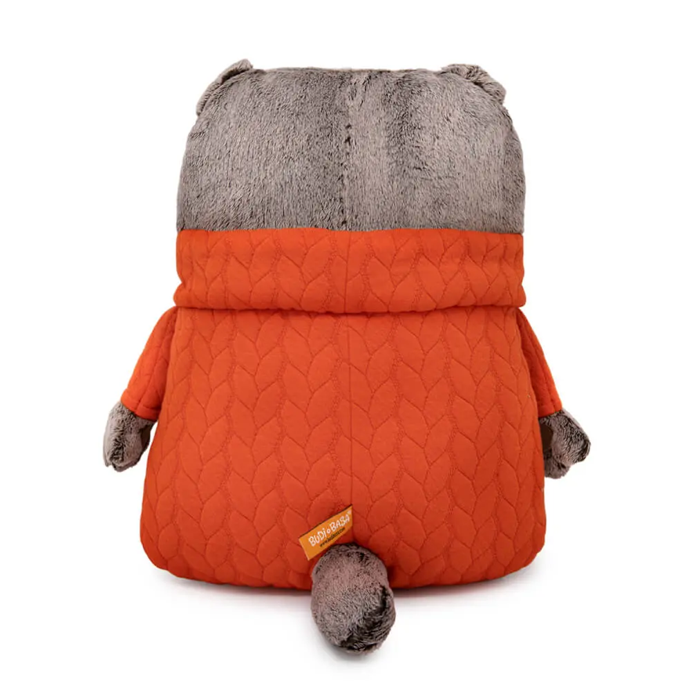 Кот-подушка Басик в свитере с косами - фото