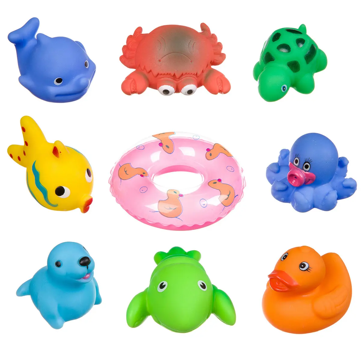 Набор игрушек для купания Подводный мир с кругом, 9 шт. - фото