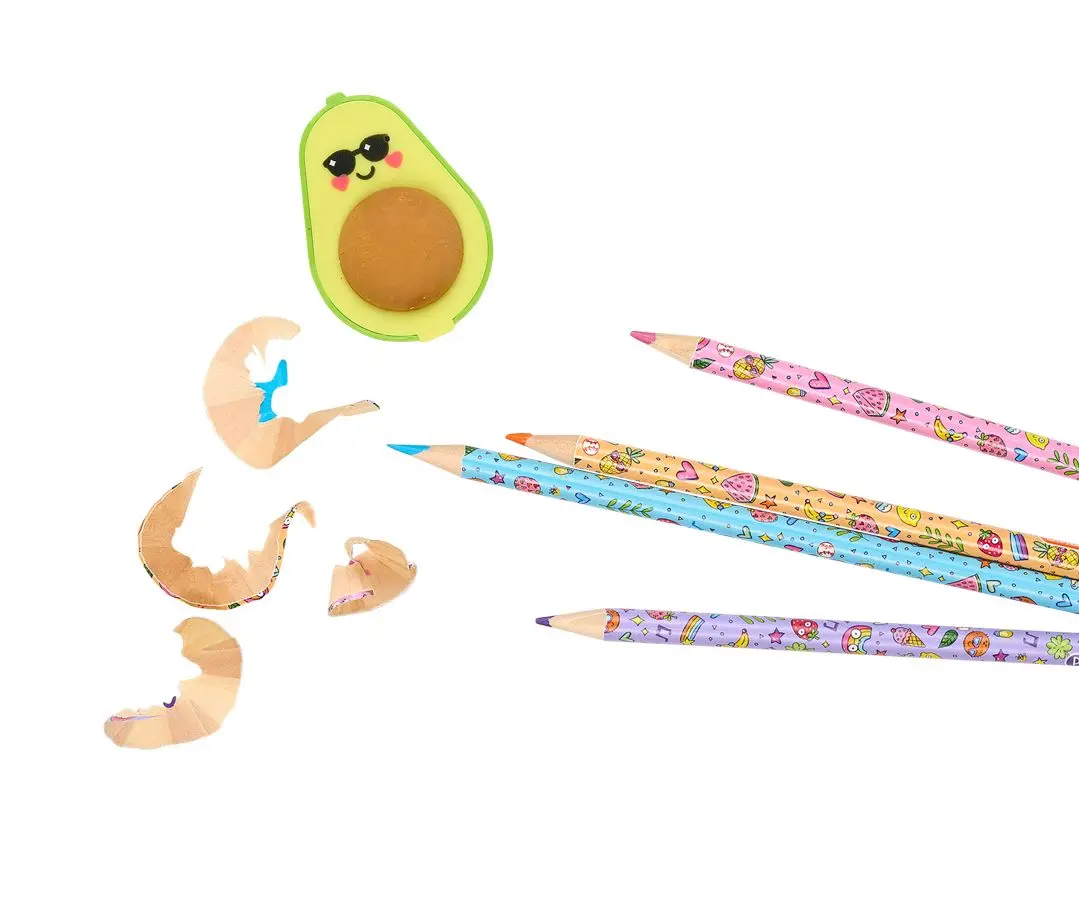 Фломастеры, карандаши, ручки Набор ластиков с точилкой "Авокадо" - фото