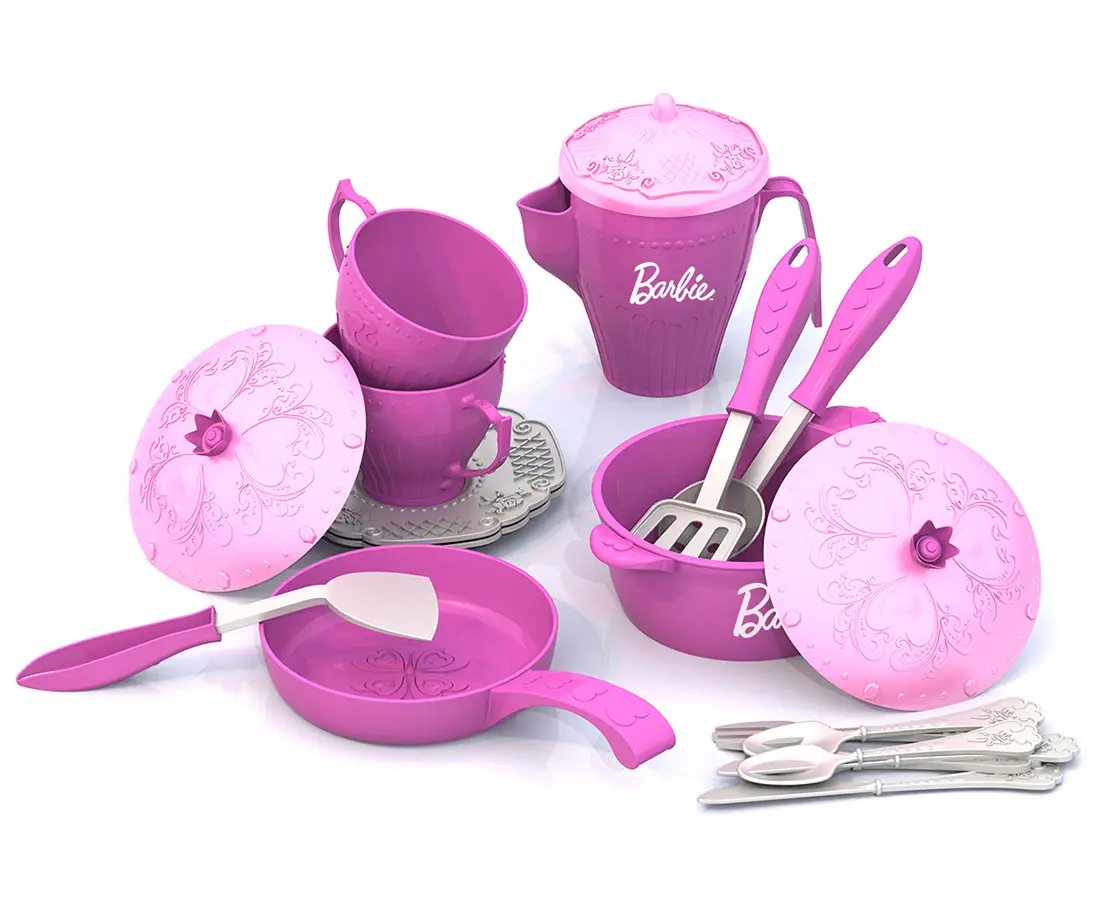 Набор кухонной и чайной посуды "Барби" - фото