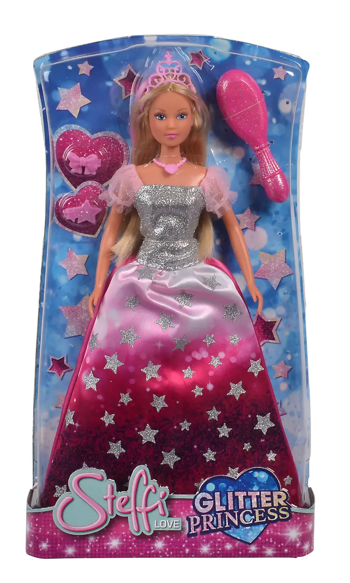 Кукла Штеффи в блестящем платье со звездочками и тиарой - фото