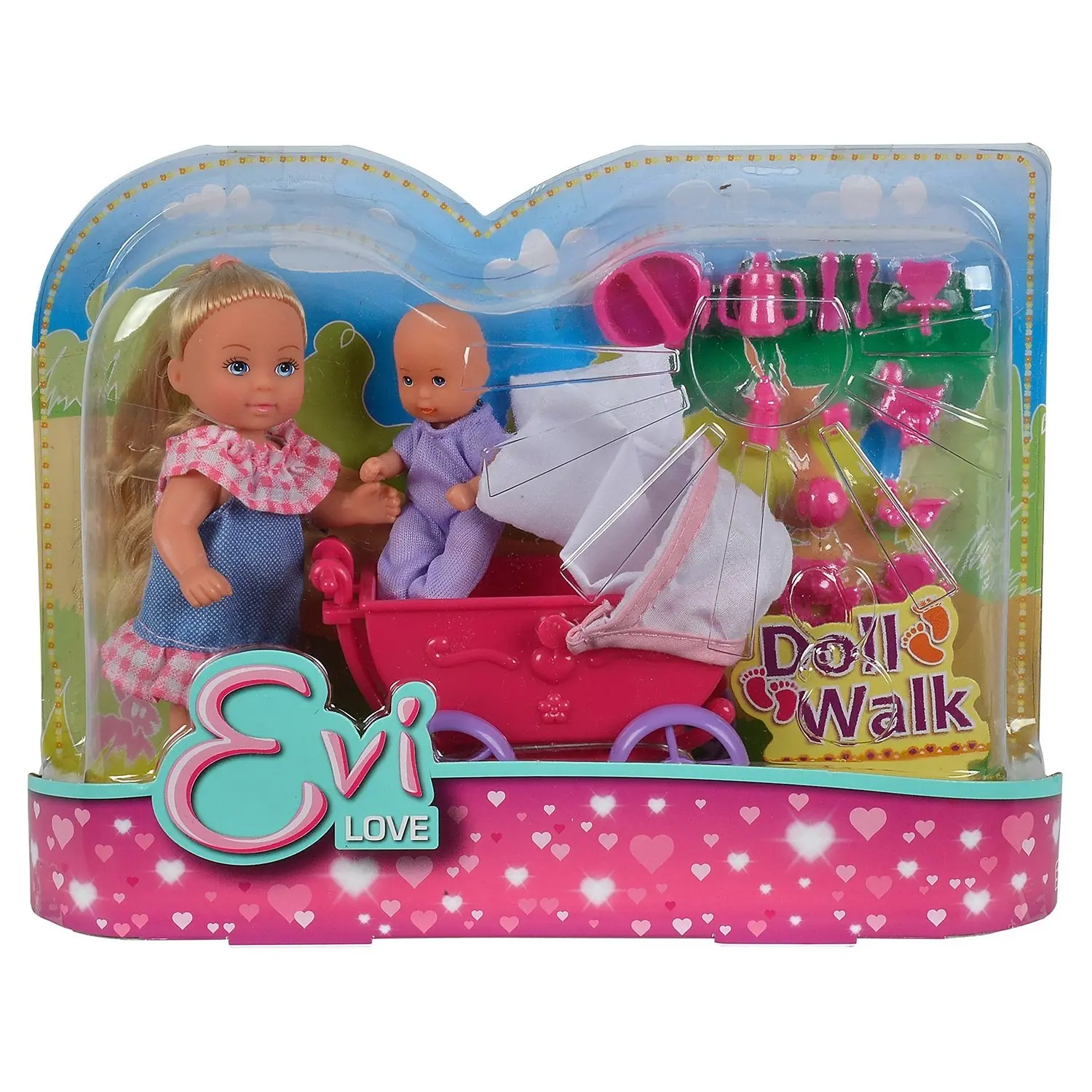 Кукла Еви с малышом на прогулке - фото