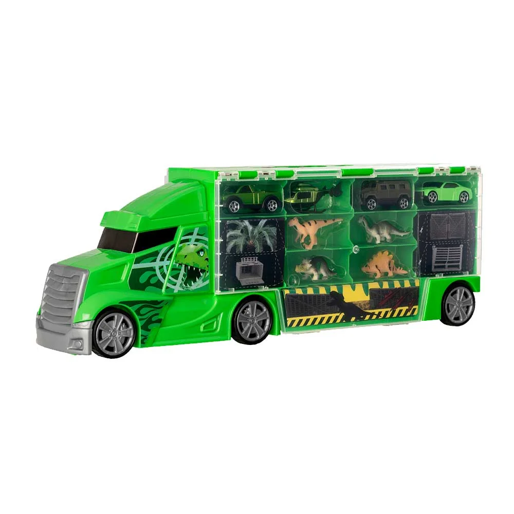 Автоперевозчик "Dino" с транспортными средствами и динозаврами - фото