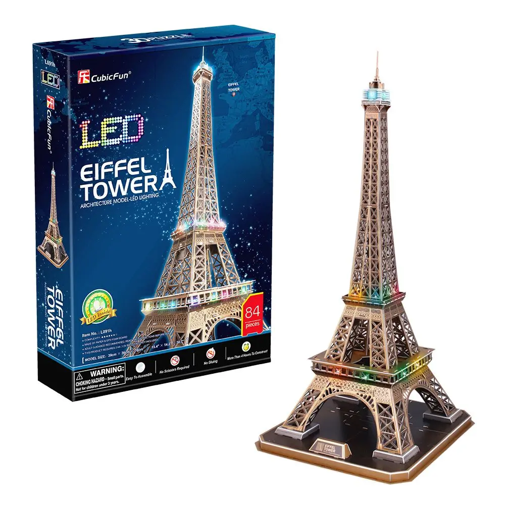 3D пазл Эйфелева башня с LED-подсветкой - фото