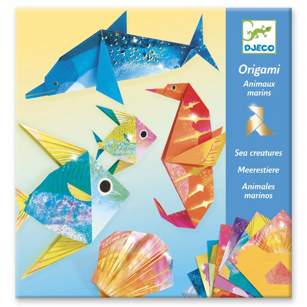 Набор для оригами Djeco. Джеко оригами динозавры. Набор для оригами Djeco «оригами» с неоновым эффектом. Оригами морские обитатели.