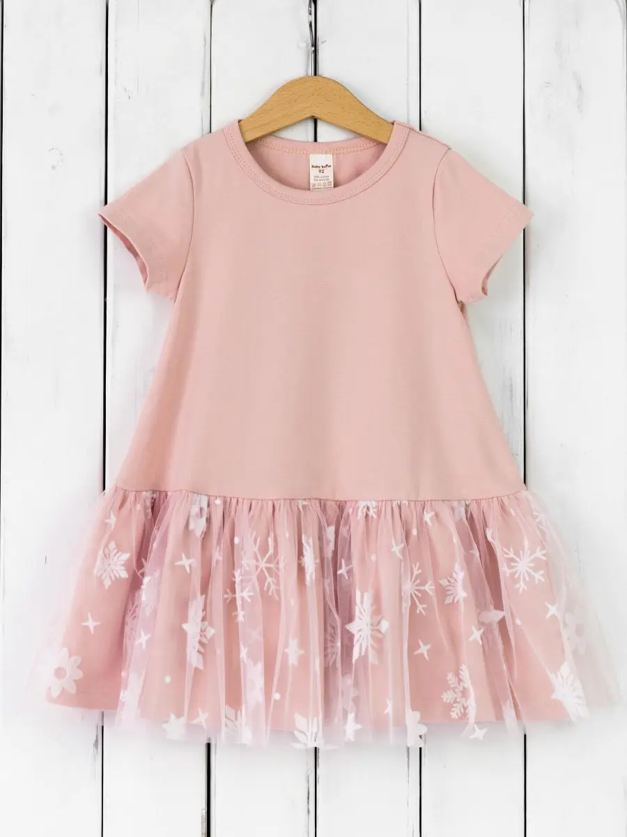 Платье "Снежинки на розовом"