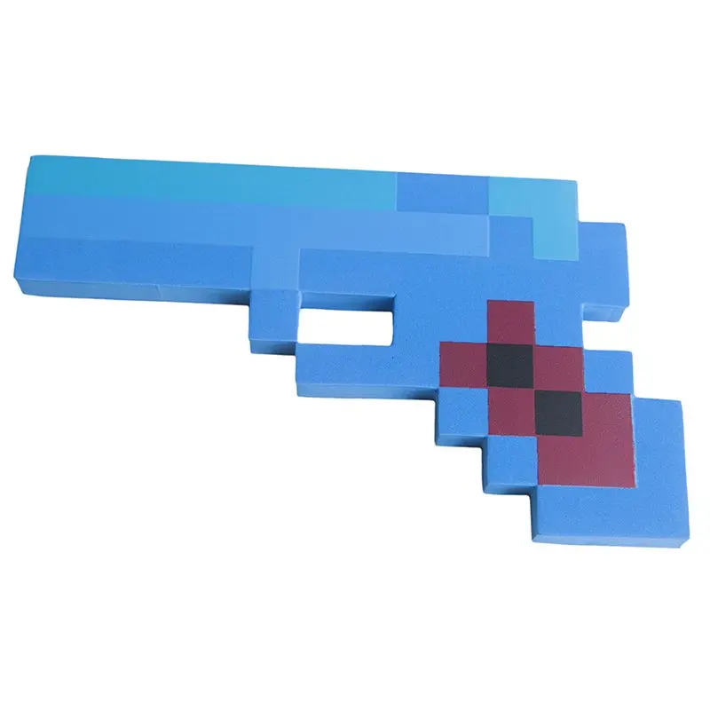Minecraft 8Бит Пистолет Синий пиксельный 22 см - фото