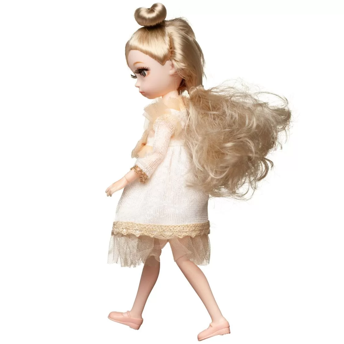 Кукла в бело-золотом платье - фото