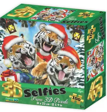 Стерео-пазл "Новогоднее селфи тигрят" - фото