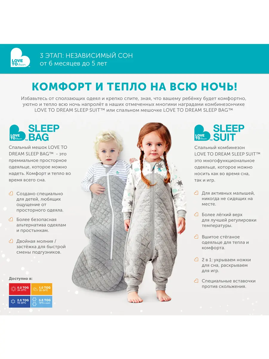 Спальный костюм Sleep Suit 0.2 TOG (24-36 мес.) - фото