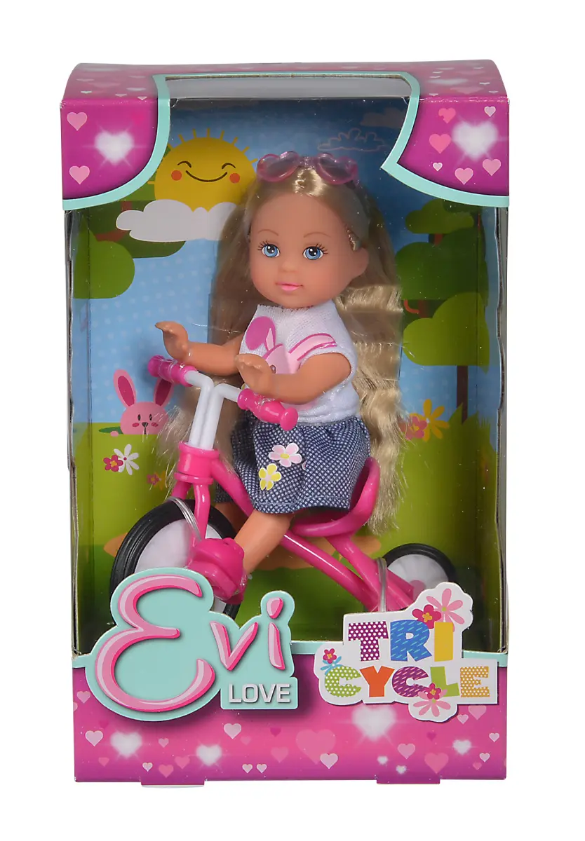 Кукла Еви на трехколесном велосипеде - фото