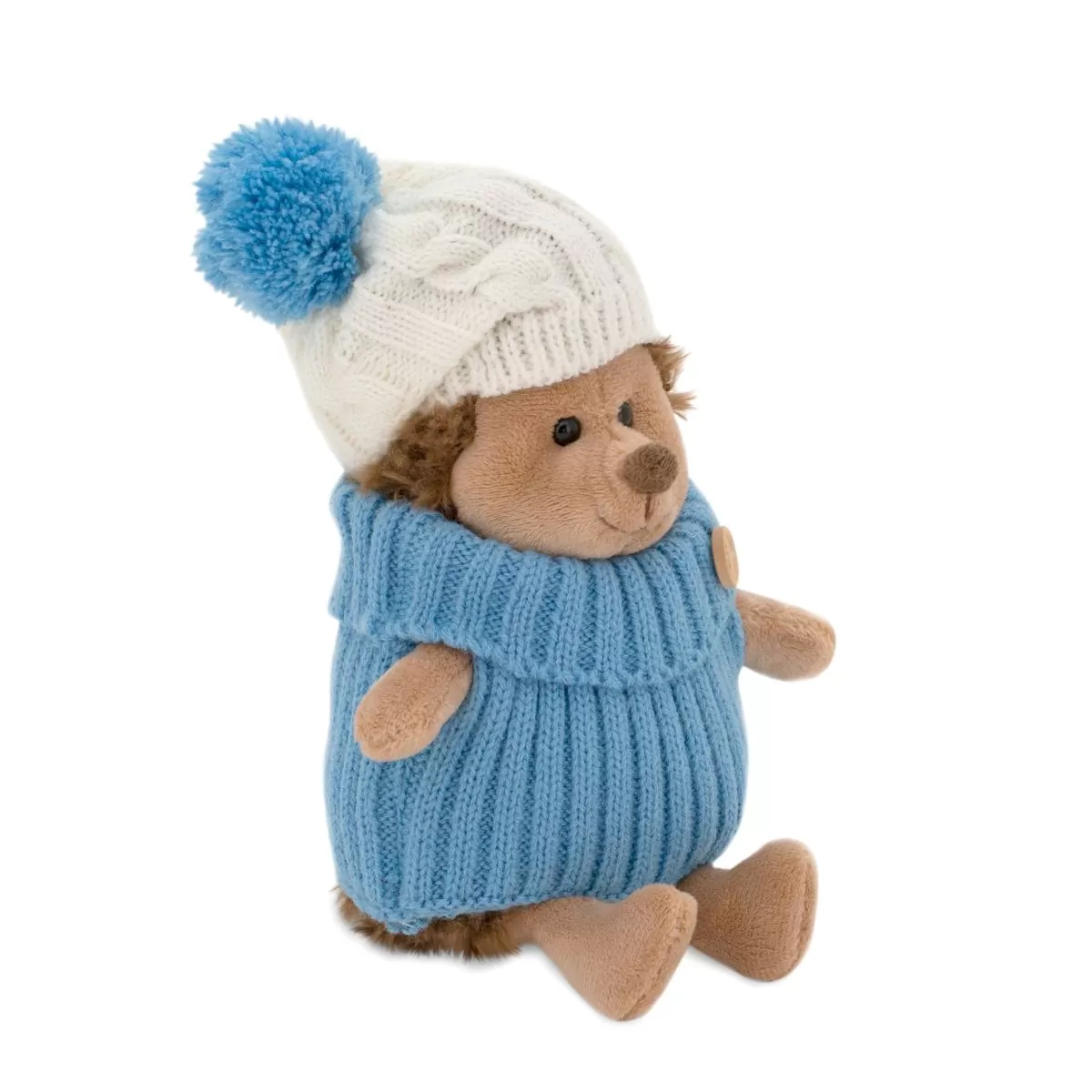 Ёжик Колюнчик в шапке с голубым помпоном (15 см) - фото