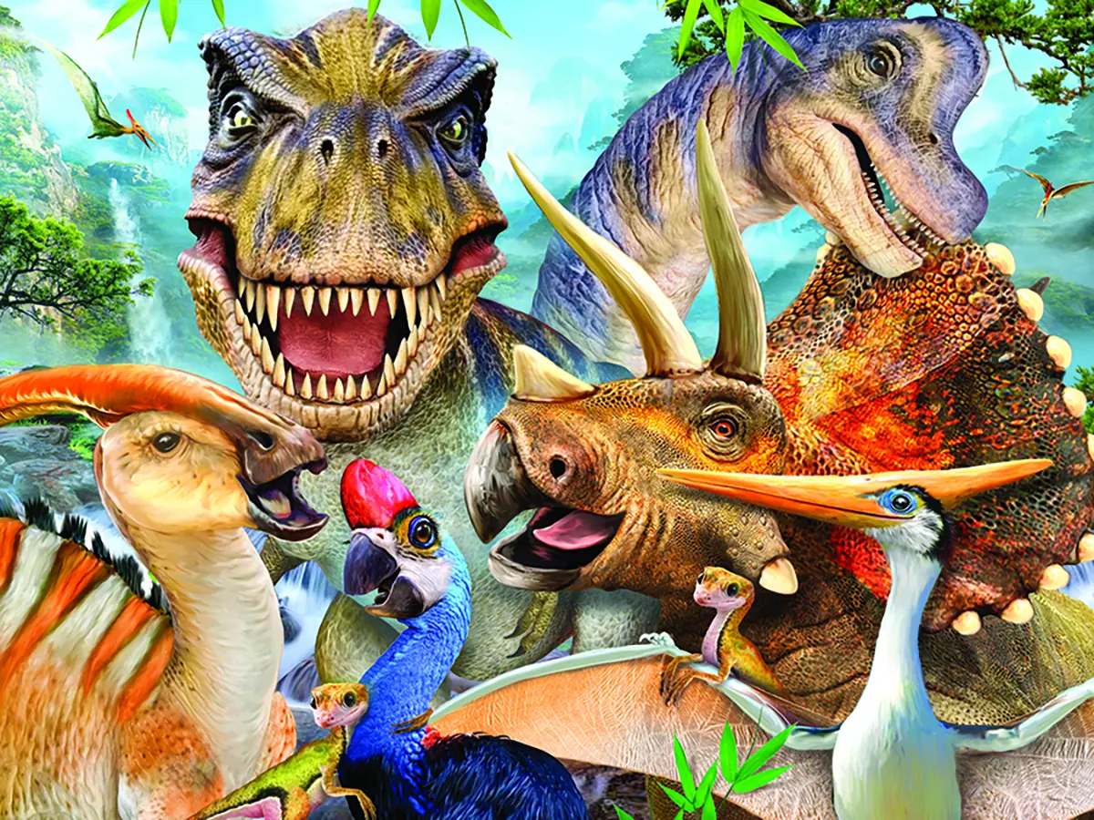 Стерео-пазл "Динозавры селфи" - фото
