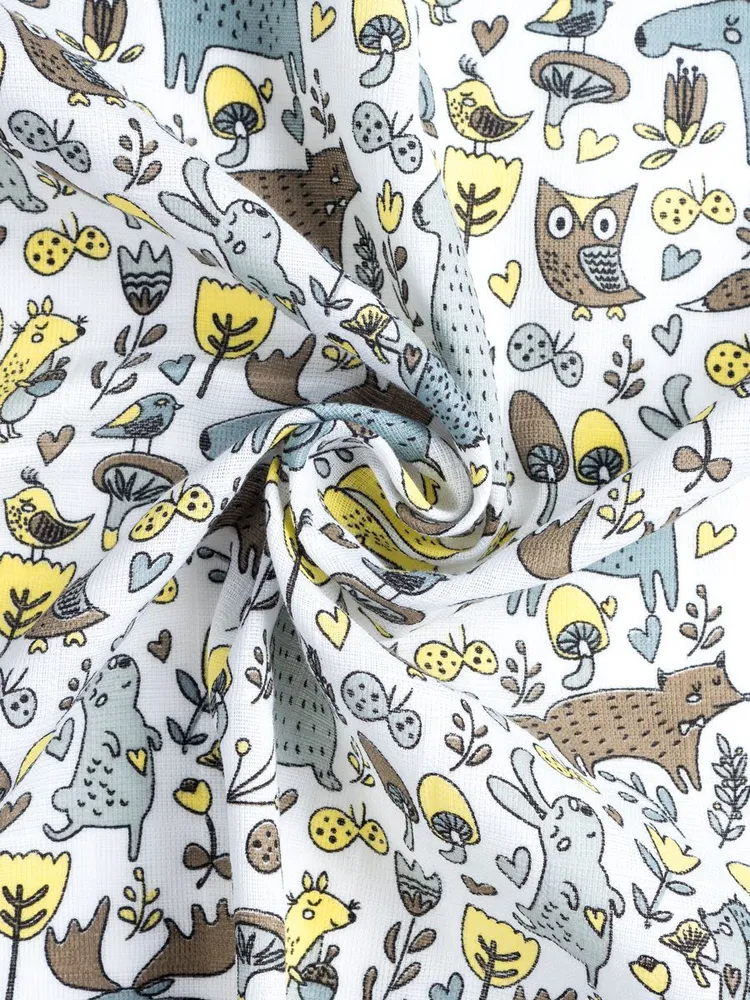 Пеленка муслиновая "Лесные жители" 130x130 см - фото