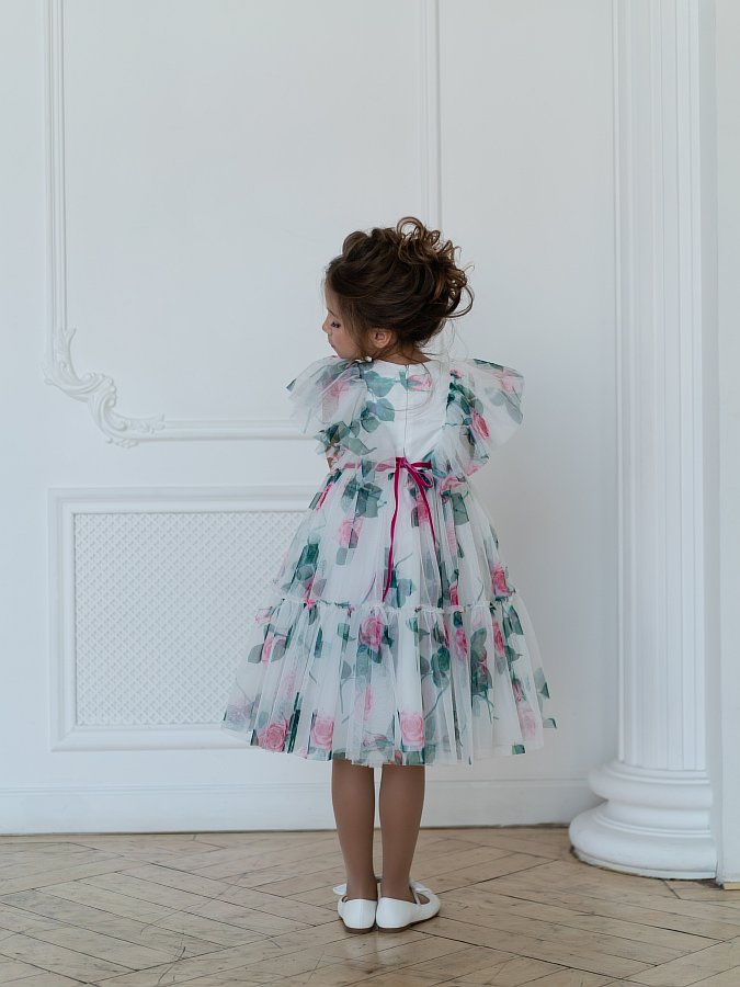 Одежда для праздника Платье "Розы-принт" - фото