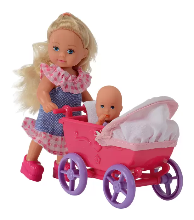 Кукла Еви с малышом на прогулке - фото