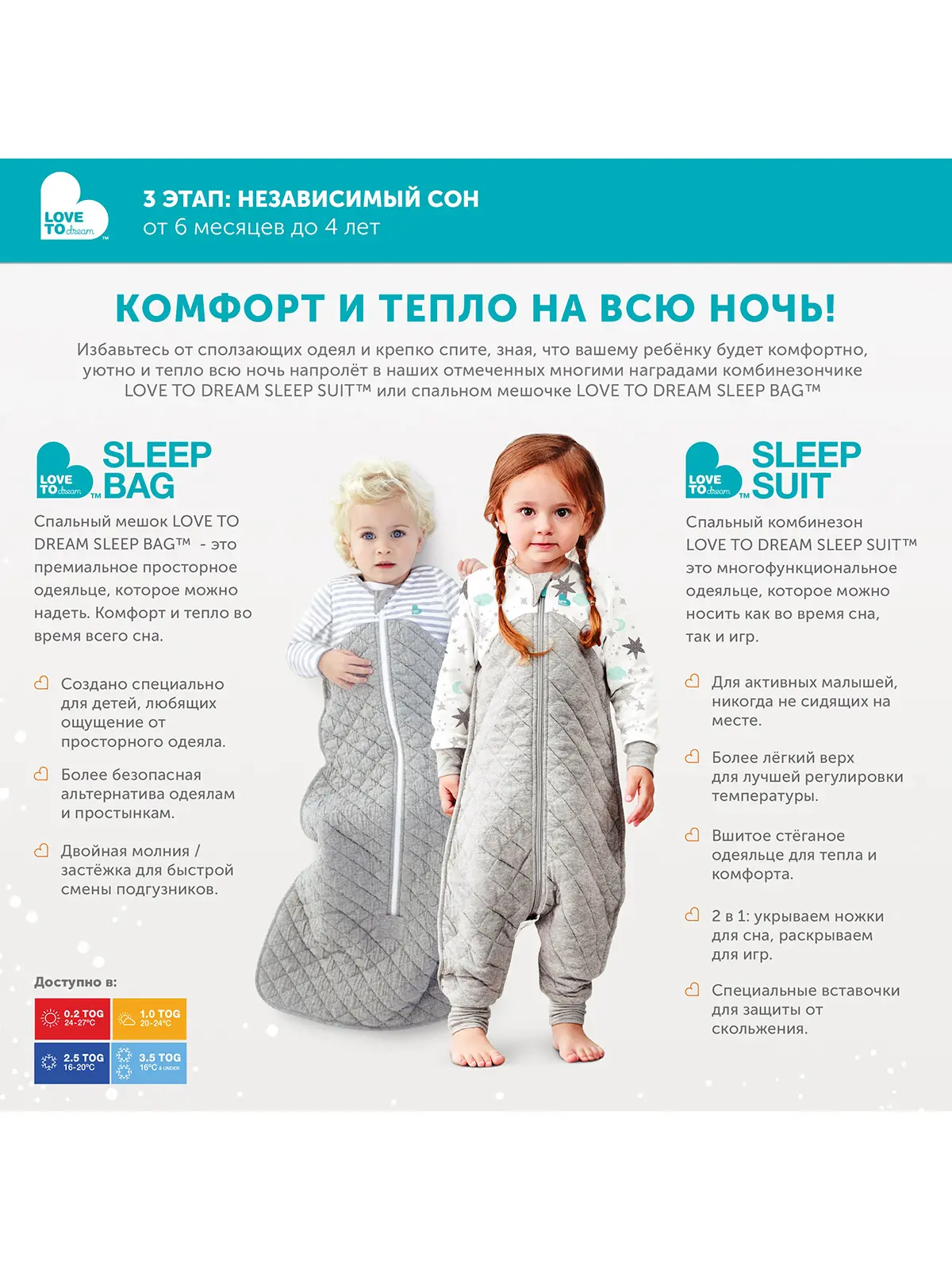 Спальный костюм Sleep Suit 0.2 TOG (6-12 мес.) - фото