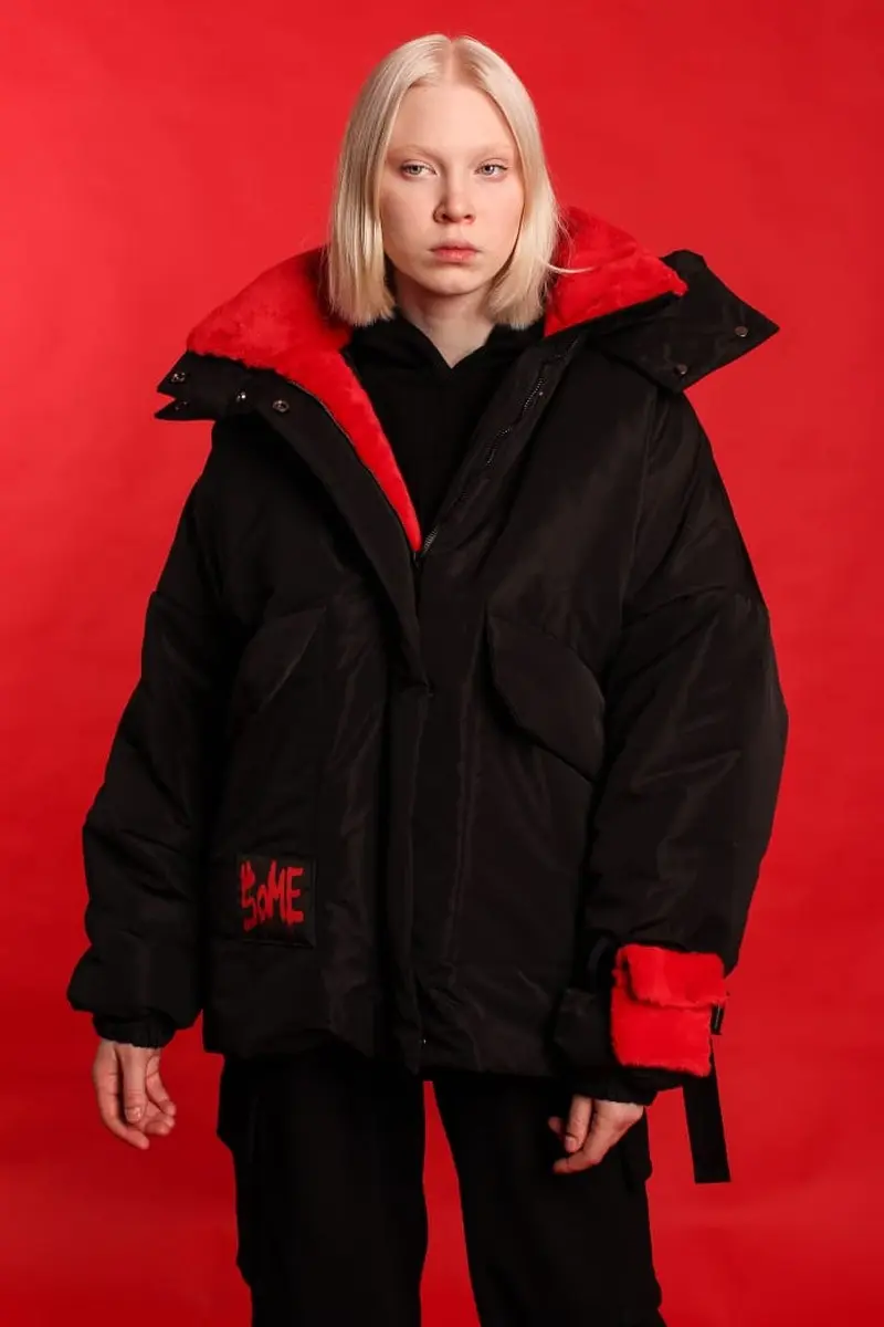 Куртка Fur black/red - фото